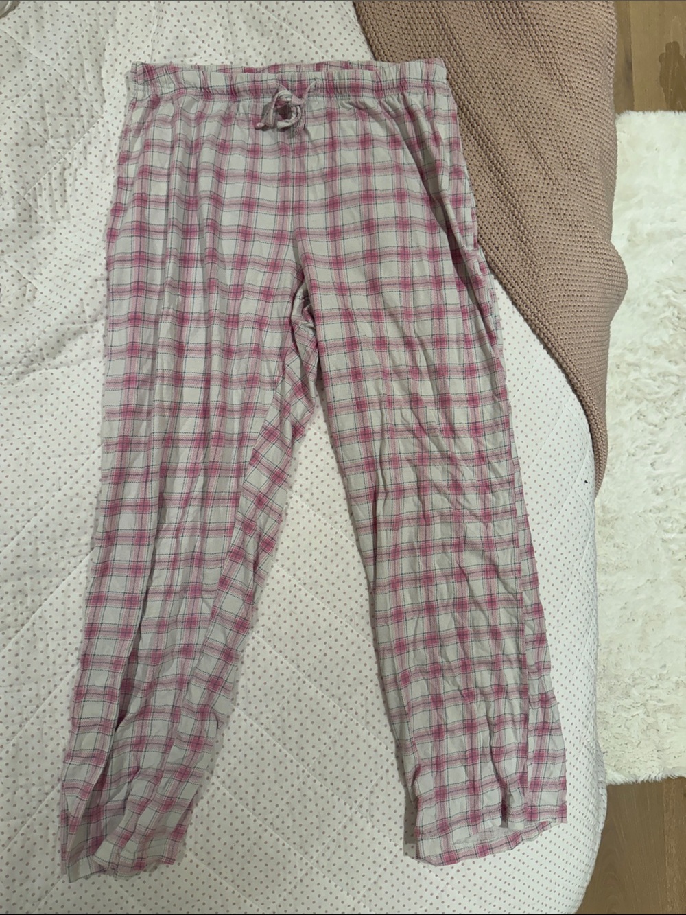 La Vie En Rose Pink and White Plaid Jogger Pants